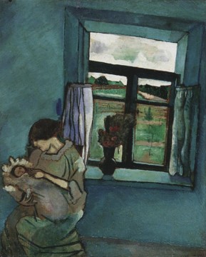 マルク・シャガール Painting - 窓辺のベラとアイダ 現代マルク・シャガール